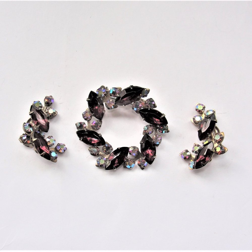 Vintage Aurora Borealis Brooch Pin & Clip Earring